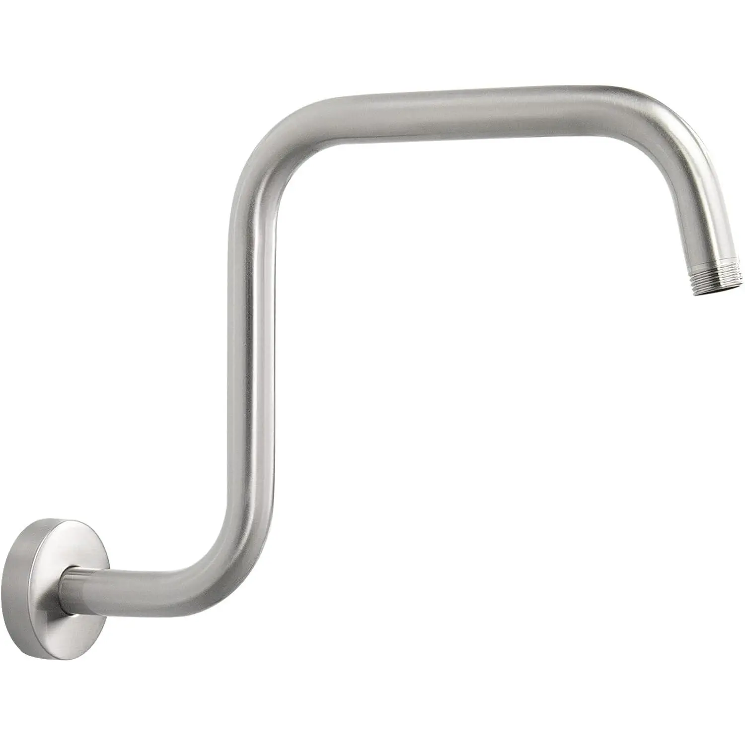 S Shape Shower Extension Arm with Flange, Stainless Steel High Rise Shower  Extender Pipe, Horizontal Extension Standard 1/2" Connection- Bathroom Accessory, 13 Inch (Brushed Nickel)