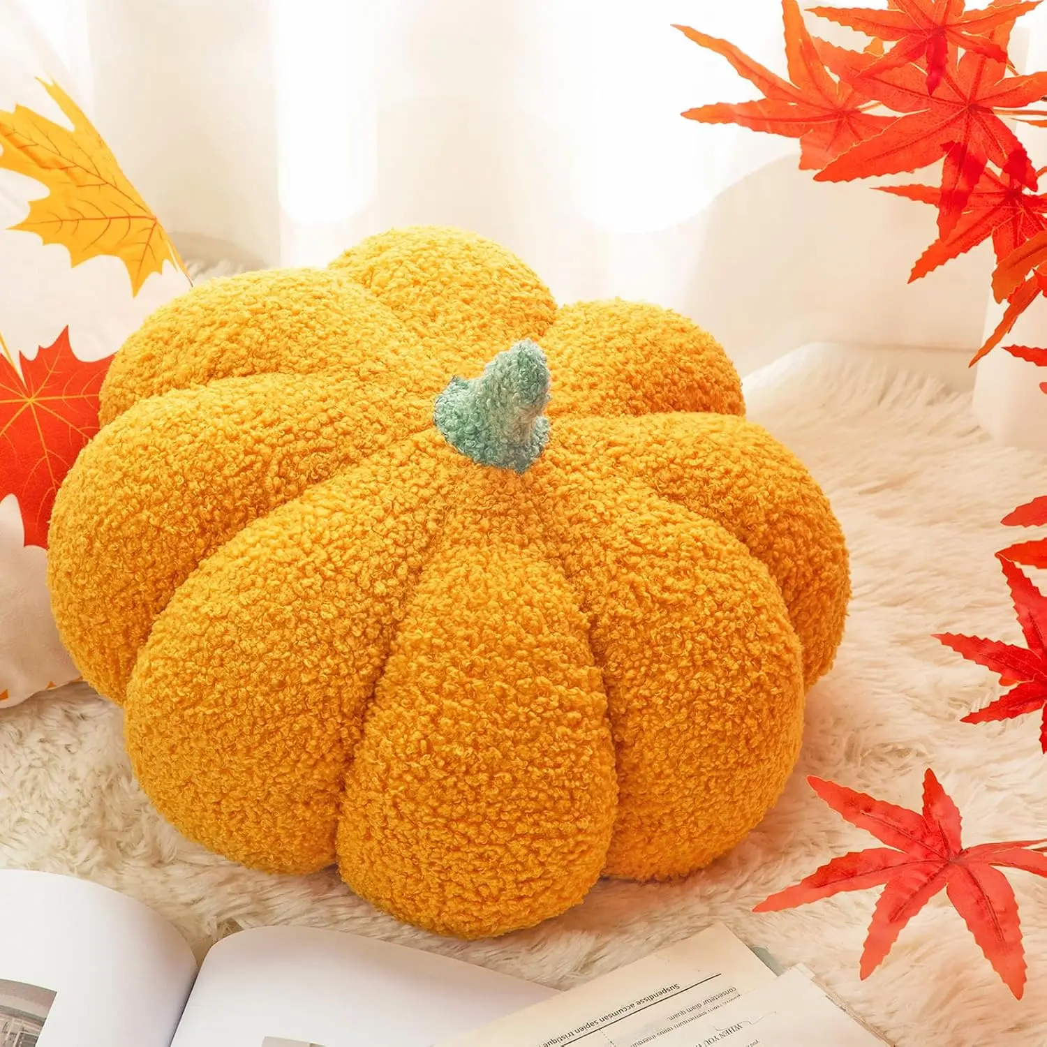 1 count  Pumpkin Pillow Fall Decor Cushions,Yellow | 11 x 9.5 Inch Stuffed Fall Throw Pillows, Room & Bedroom  Decor for Fall Halloween Thanksgiving Sofa Couch