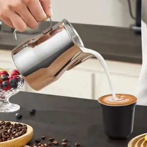 Stainless Steel Milk Frothing Cup with Measurement Marks, Ideal for Milk Steamers, Latte Art, Durable and Easy to Use