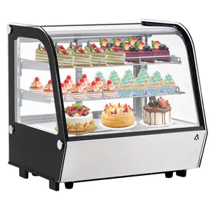 4.2 Cu.Ft Display Refrigerator, Commercial Refrigerated Display Case,120L Countertop Cake Refrigerator with Adjustable Shelve, Commercial Drink Cooler with LED Light and Rear Sliding Doors
