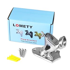 Stainless Flag Pole Holder,Wall & Estate Flag Pole Bracket, Flag Pole mounting Bracket 2 Positions for 1" Flag Pole (Silver)