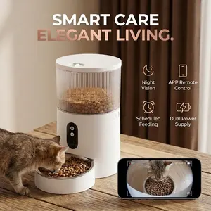 Smart Automatic Pet Feeder 3L, with Camera, APP Remote Control, Cat Dog Universal, Timed Feeding 1-12 Portions, Anti-Jam Design, Dual Power Supply