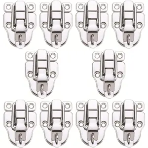 10-Pack Metal Box Hasp Lock Toggle Latch Catch for Wooden Cases, Toolboxes
