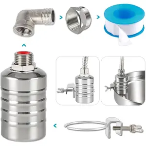 1/2" to 1'' Water Level Control Float Valve 304 Stainless Steel Fully Automatic Water Shut-off Valve Water Level Controller for Water Tank Pool Livestock Troughs