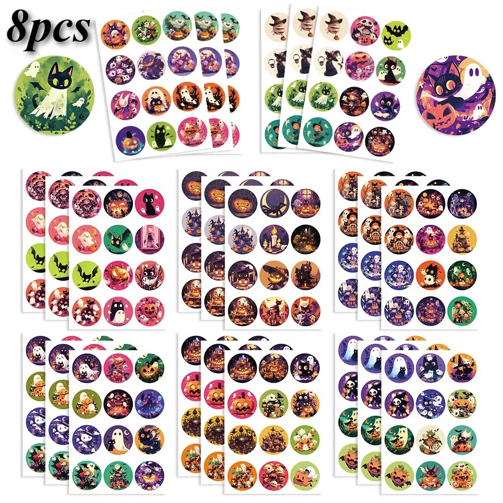 8pcs Halloween Pumpkin Themed Stickers, Suitable for Scrapbooks, Journals, Laptops, Water Bottles, Cars, and Other Items with Faith-based Designs, Making Them A Gift with A Positive Message.
