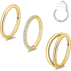 3 count Titanium Earrings Nose Rings, G23 Titanium Small Hoops Septum Clicker Rings, 16G/18G/20G Helix Lip Cartilage Helix Rook Daith Lobe Conch Tragus  for Women Men