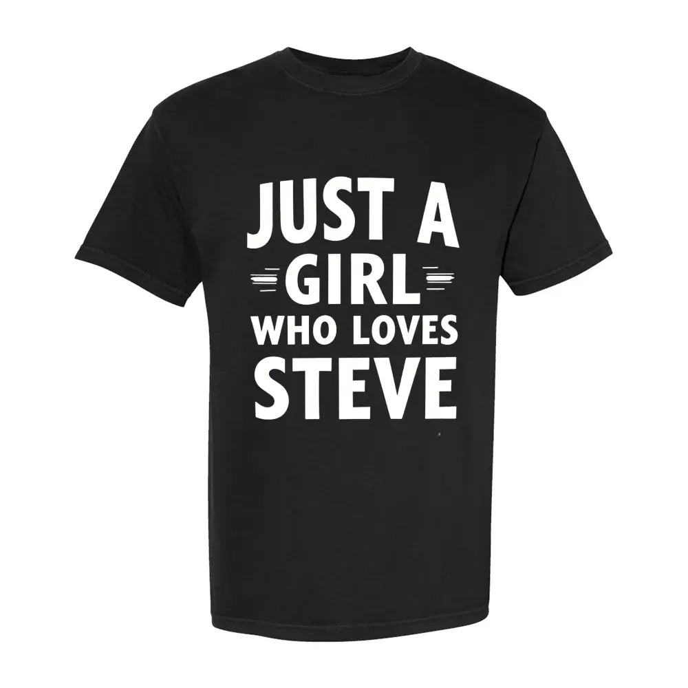 Polyester Short Sleeve T-Shirt for Women, Just a Who Loves Steve Print, Casual Wear for Home, Restaurant, or Daily Outings, Lightweight and Durable Design, Perfect for Fans of Pop Culture and Style