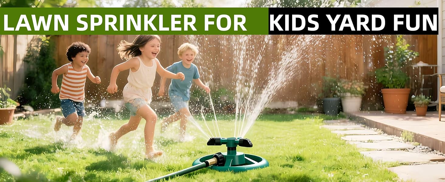 Water Fun!Sprinklers for Yard, Lawn & Garden Sprinkler Automatic 360 Rotating for Large Area Coverage, Grass Water Sprinkler for Kids and Pets