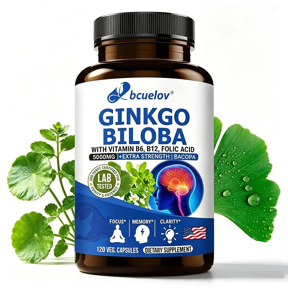 bcuelov Ginkgo Biloba 5000mg Equivalent Healthcare Brain Supplement - Supports Memory, Focus