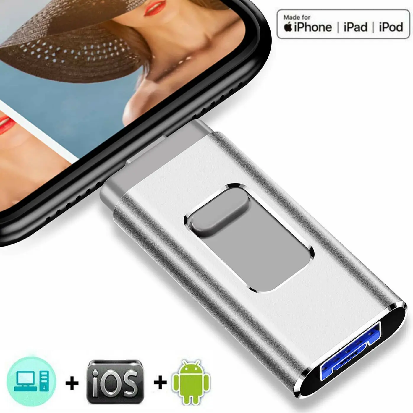 USB Flash Drive for iPhone, USB 3.0 Photo Stick, Portable Flash Drive, 1tb External Data Storage, Ultra-Fast Memory Stick, 2-In-1 High-Speed Thumb Drive