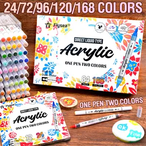 24-168 Color Dual-Tip Acrylic Markers, Water-Based Soft Tip, DIY Art Supplies, Festival Painting, Suitable for Various Materials