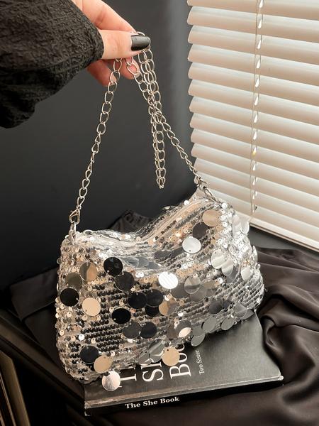 New Shiny Sequins Bag, Elegant Simple Versatile Shoulder Crossbody Bag, Crossbody Clutch Purse, High-End Design, Perfect for All Occasions