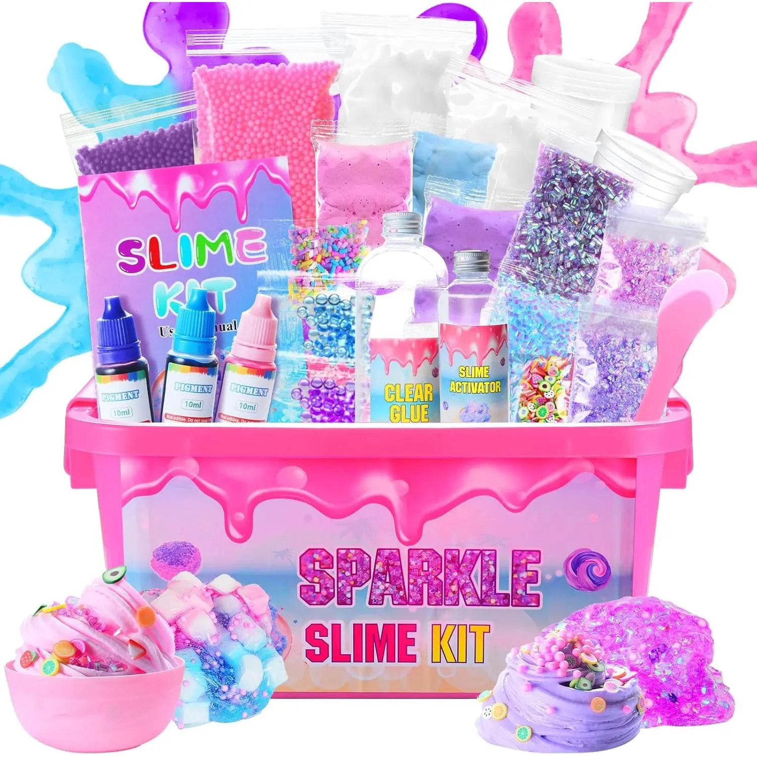 Confetti Slime Kit for Unisex Kids Ages 6+, Sparkling Glimmer Crunchy Slime with Foam Cubes & Jelly Blocks, Stress Relief Toy, Arts & Crafts Party Favor