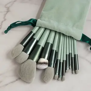 13-Piece Professional Makeup Brush Set - Foundation, Eyeshadow, Blush Brushes with Velvet Pouch, Ergonomic Non-Slip Handles, Washable Design for Studio, Home & Travel - Perfect Seamless Blending & Versatile Use