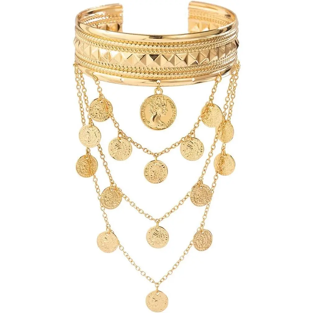 Arm Cuff Upper Arm Band Cuff Bracelet  Disc  Chain Tassel Armband Boho Outfit Accessories