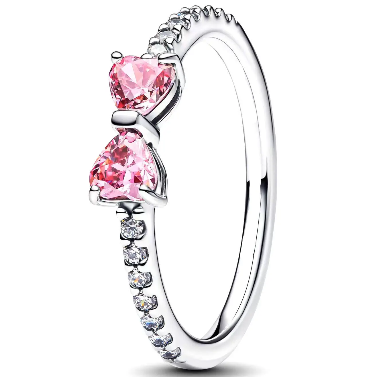 Pink heart-shaped ring with bow, adjustable, suitable for daily wear and birthday parties, gift for girlfriend, Mother's Day gift, comes with gift box C30109-JZ