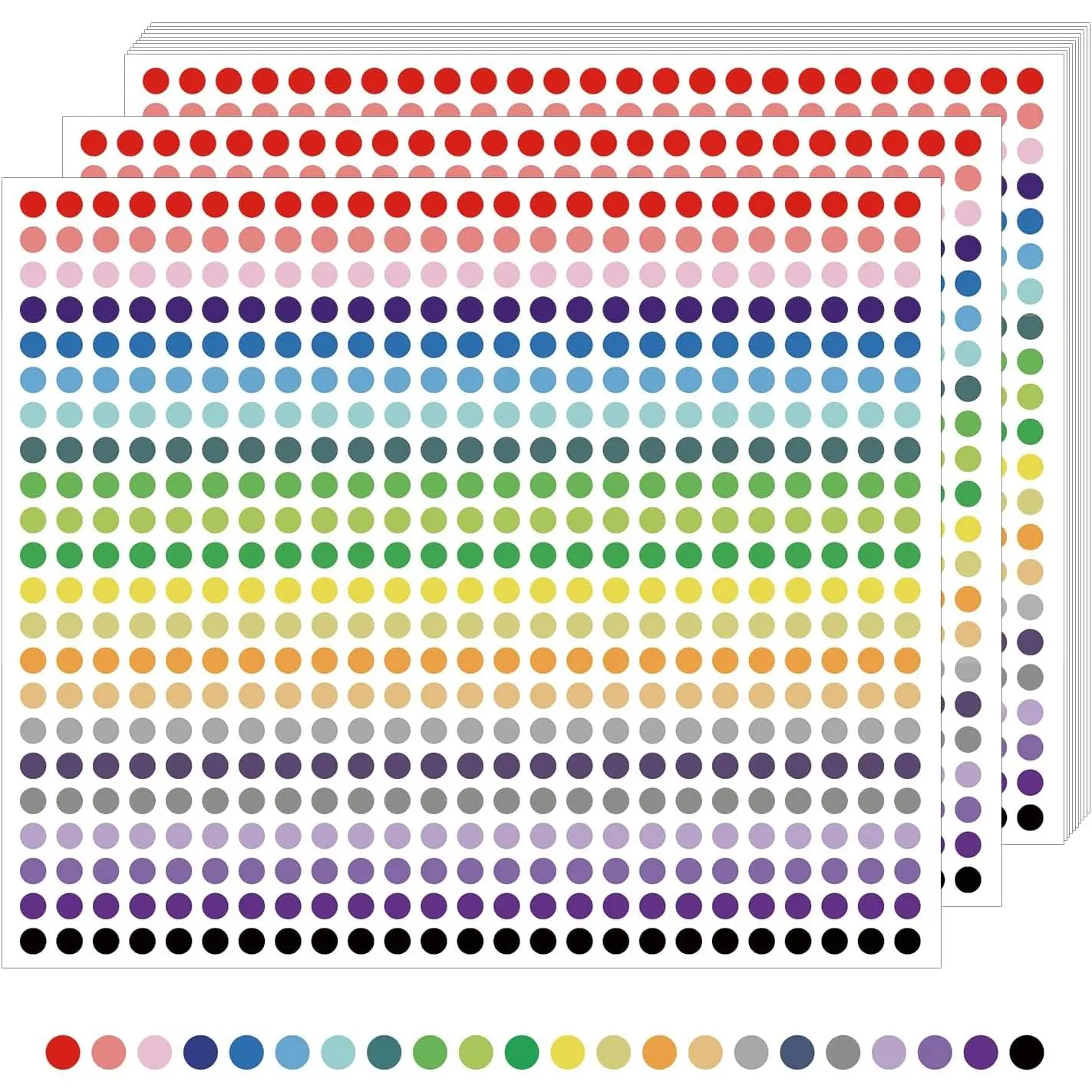 6600 count Small Dot Stickers 0.25" Mini  Round Circle Stickers Colored Coding Labels (Colorful)