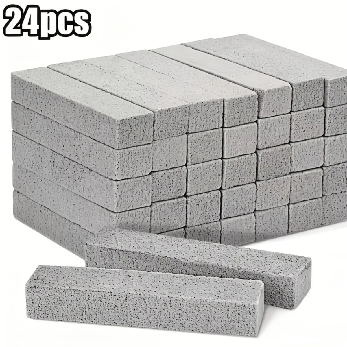 Natural Pumice Stone Cleaning Block 24 Pack Heavy Duty Scourer Scouring Bar for Toilet Ring Hard Water Mineral Stain Calcium Remover Kitchen BBQ Grill Sink Bathroom Tile Eraser Cleaner Household Supply Multiuse