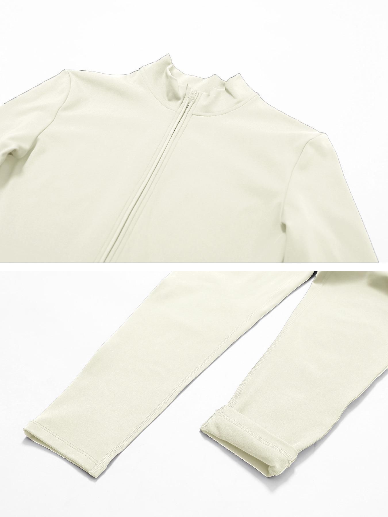 Women's Solid Zip-up Skiing Jumpsuit, Sporty Long Sleeve Onesie for Skiing Cycling, Fall & Winter Ladies Sportswear, Stretchable Activewear, Sporty Comfy Jumpsuit