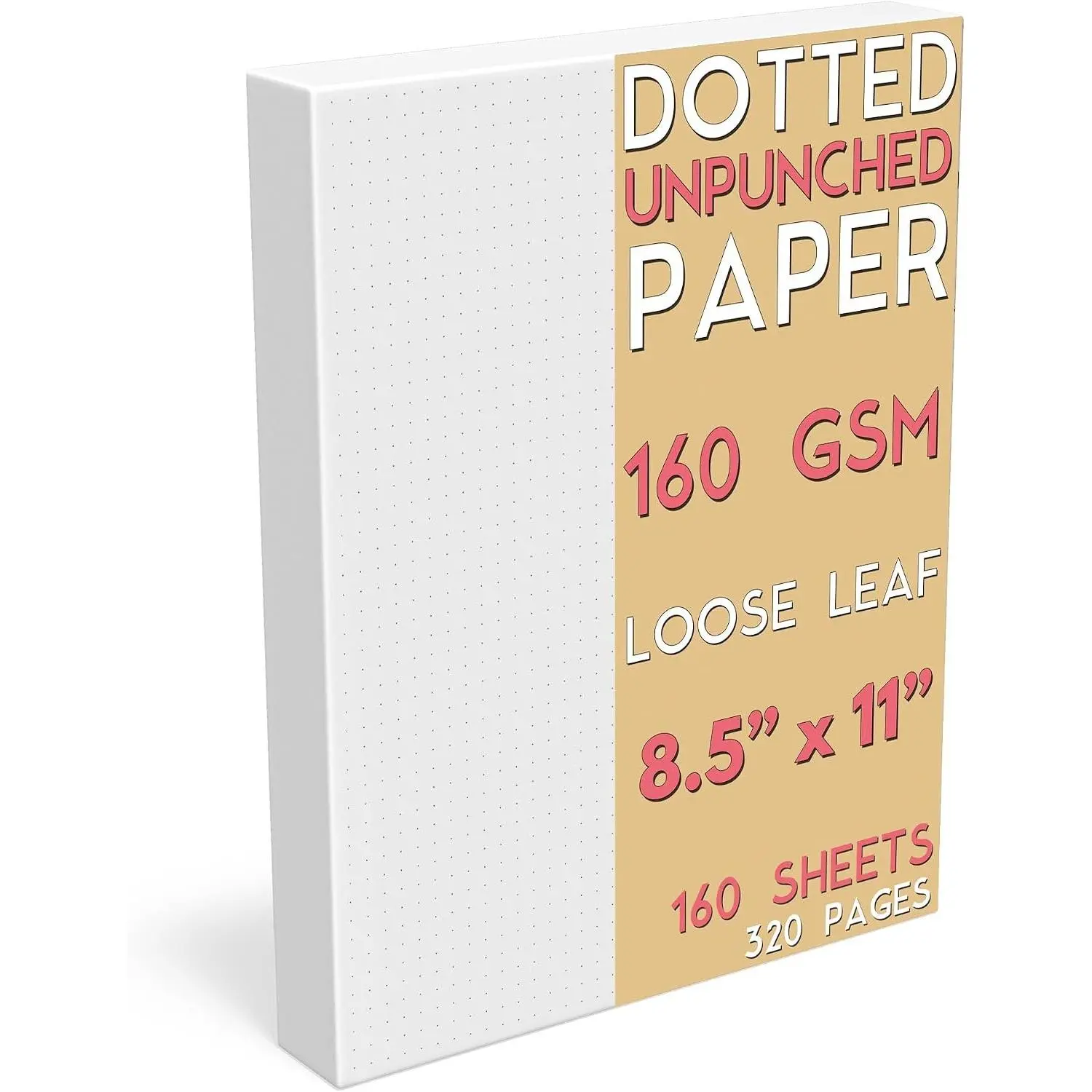 Dotted Grid Paper Letter Size 160 Sheets 320 Pages 160 GSM Maximum Thickness 8.5 x 11 inch White Unpunched for Calligraphy Journaling Binder Refill Inserts Writing Art