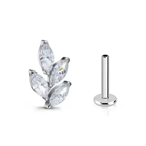 G23 Titanium Gem CZ Ear Piercing Labret Stud | Internal Thread Conch, Lip & Tragus Jewelry | Hypoallergenic & Dazzling Cubic Zirconia
