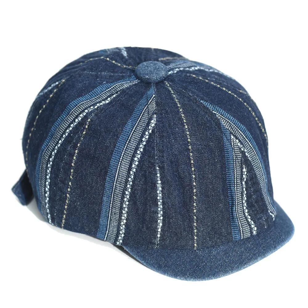 Denim Newsboy Caps Casual Outdoor Retro Beret Hats Octagonal Hat Fashion Solid Flat Caps Gatsby Driving Cabbie Cap