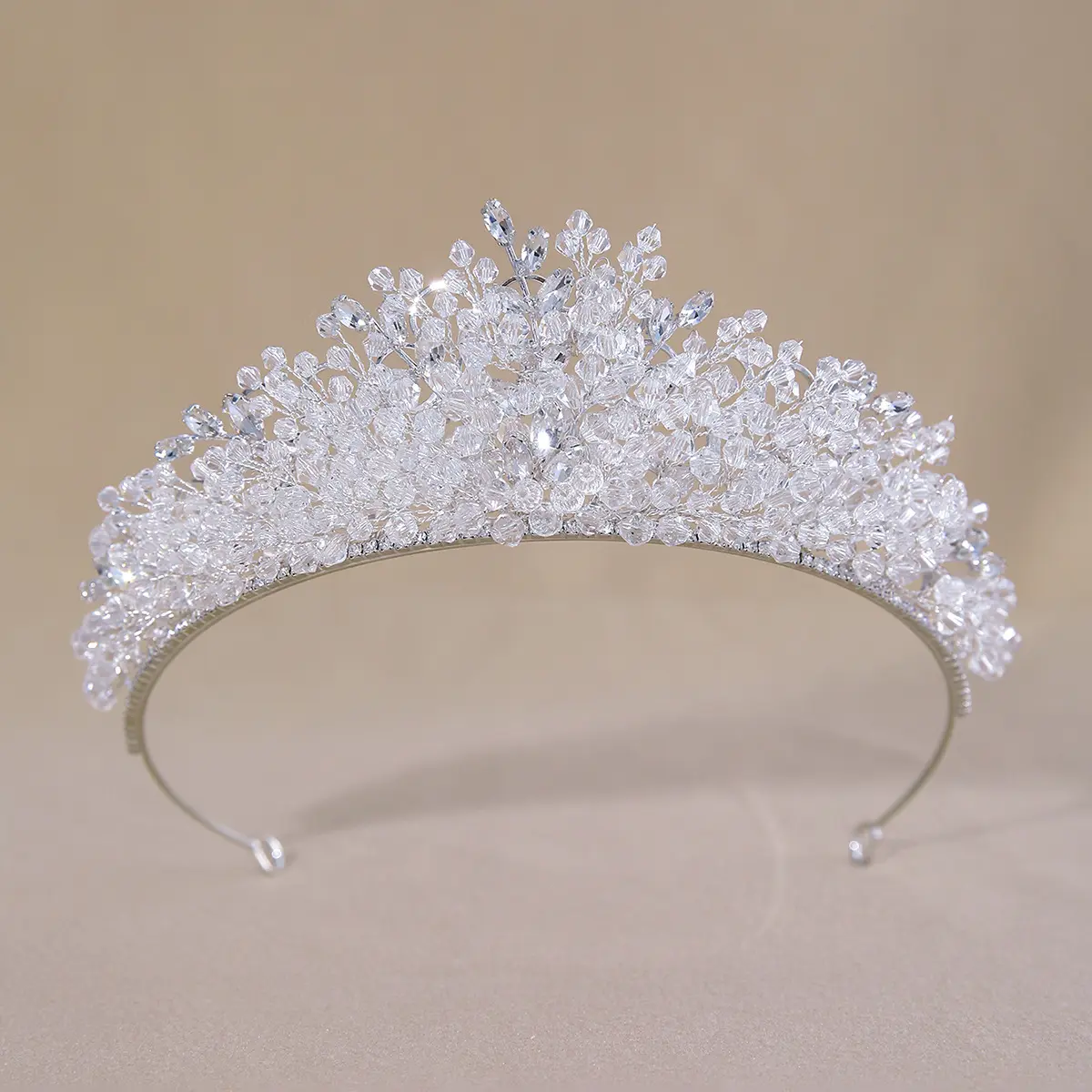 Super shiny crown bridal headpiece with full and luxurious handcrafted crystals for wedding veils