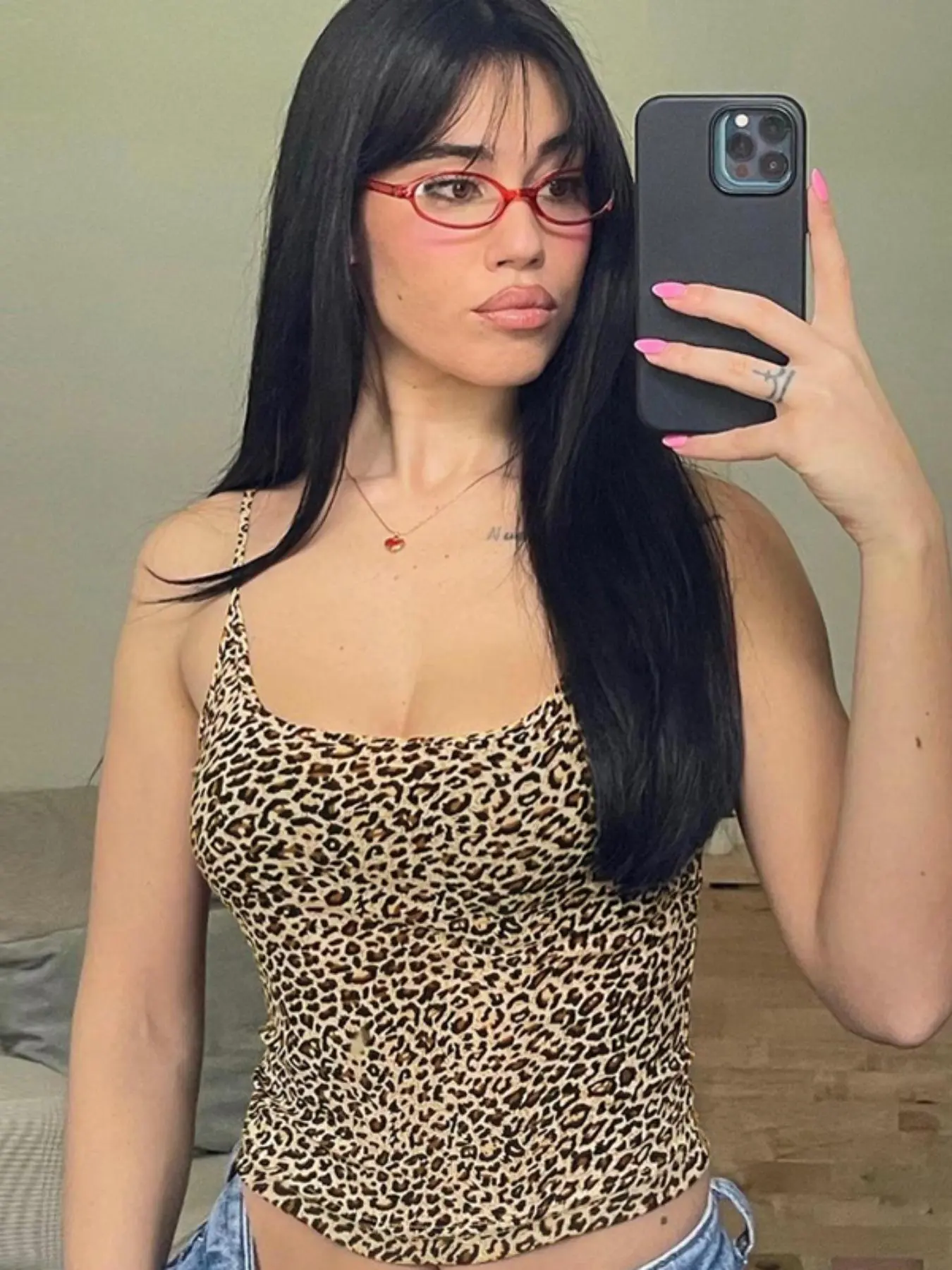 Women's Leopard Print Backless Crop Cami Top Fit, Adjustable Strap Spaghetti Strap Sleeveless Top for Summer, Fashion Casual Women's Top for Daily Wear
