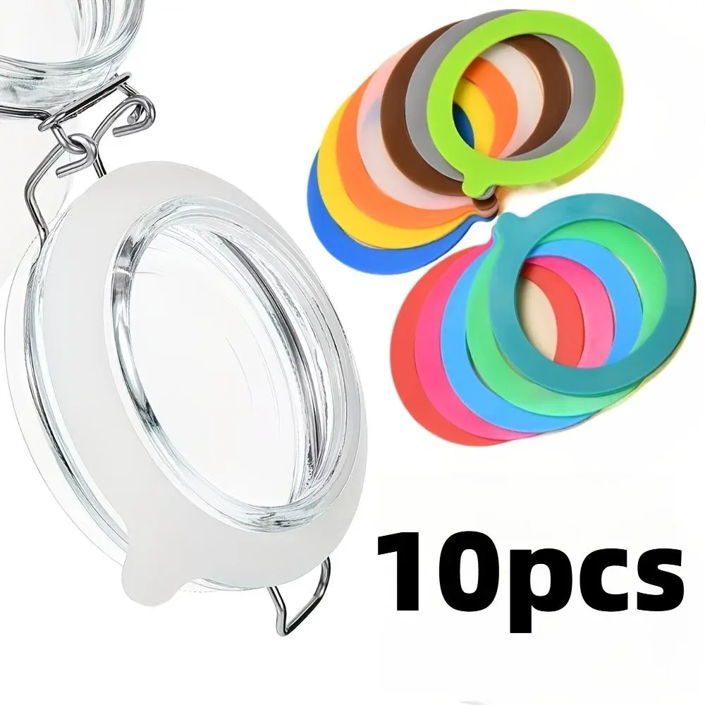 10 Reusable Silicone Gaskets, 3.75 Inches in Size, Specifically Designed to Replace the Sealing Rings of Regular-mouth Canning Jar Lids; Silicone Jar Lid Gaskets Replace Silicone Sealing Rings, Suitable for Regular-mouth Canning Jars; Glass Jar Mouth