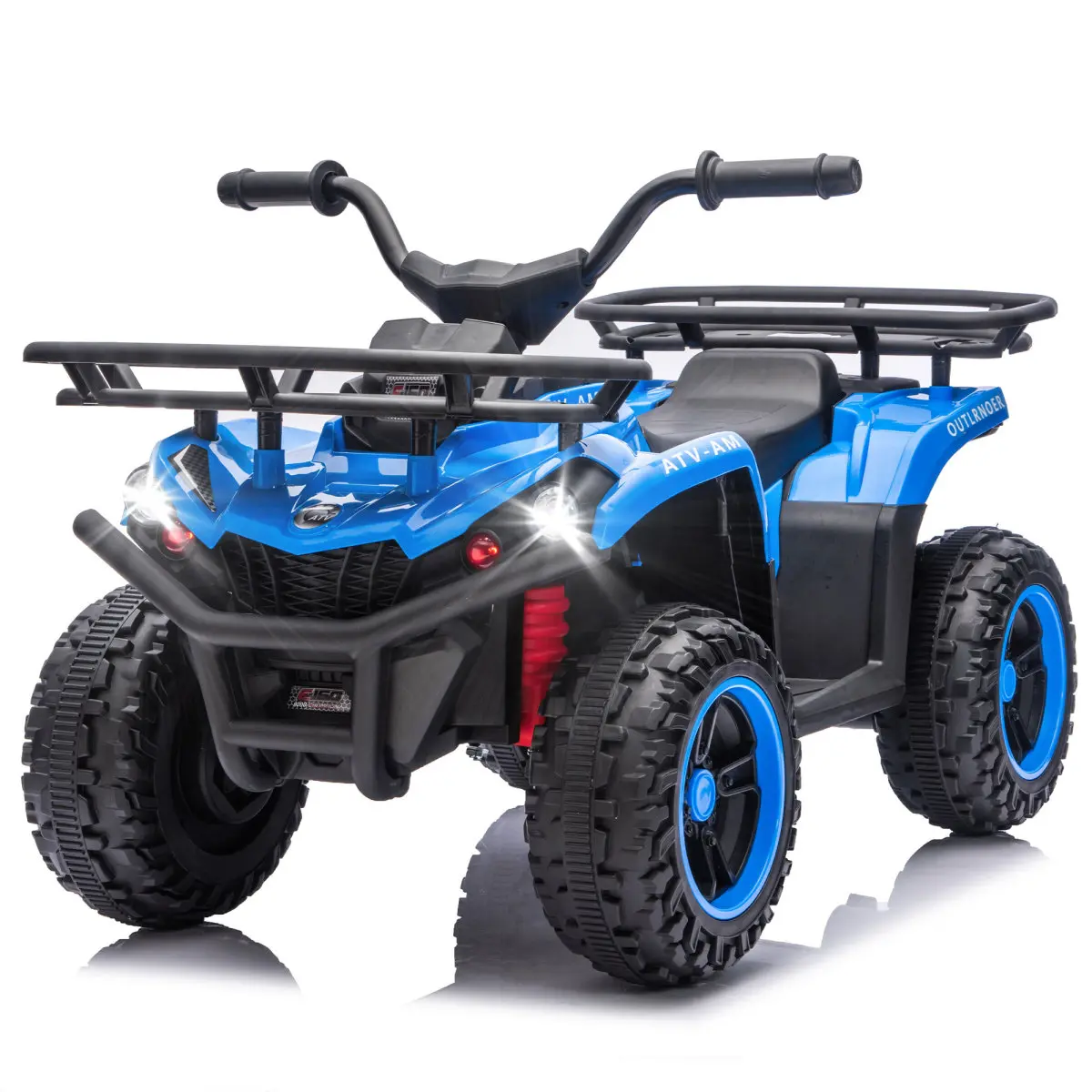 24V Battery Kids Off-Road ATV Ride-On Vehicle - Dual 80W High-Power System Motors, Anti-Slip Tires, Crash Bars, Front and Rear Storage Racks, Power Display, Stable Illumination LED Headlights, Bluetooth MP3 Music Playback for Ages 3-5 Kids, Sturdy Bumper