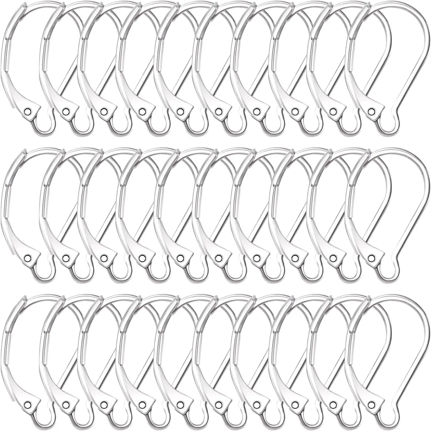 30 count Leverback Earring Hooks, Stainless Steel Clasp Hoop,  Dangles Earring Hooks,  Ear Wire Findings for Women, DIY Crafts,  Making ()