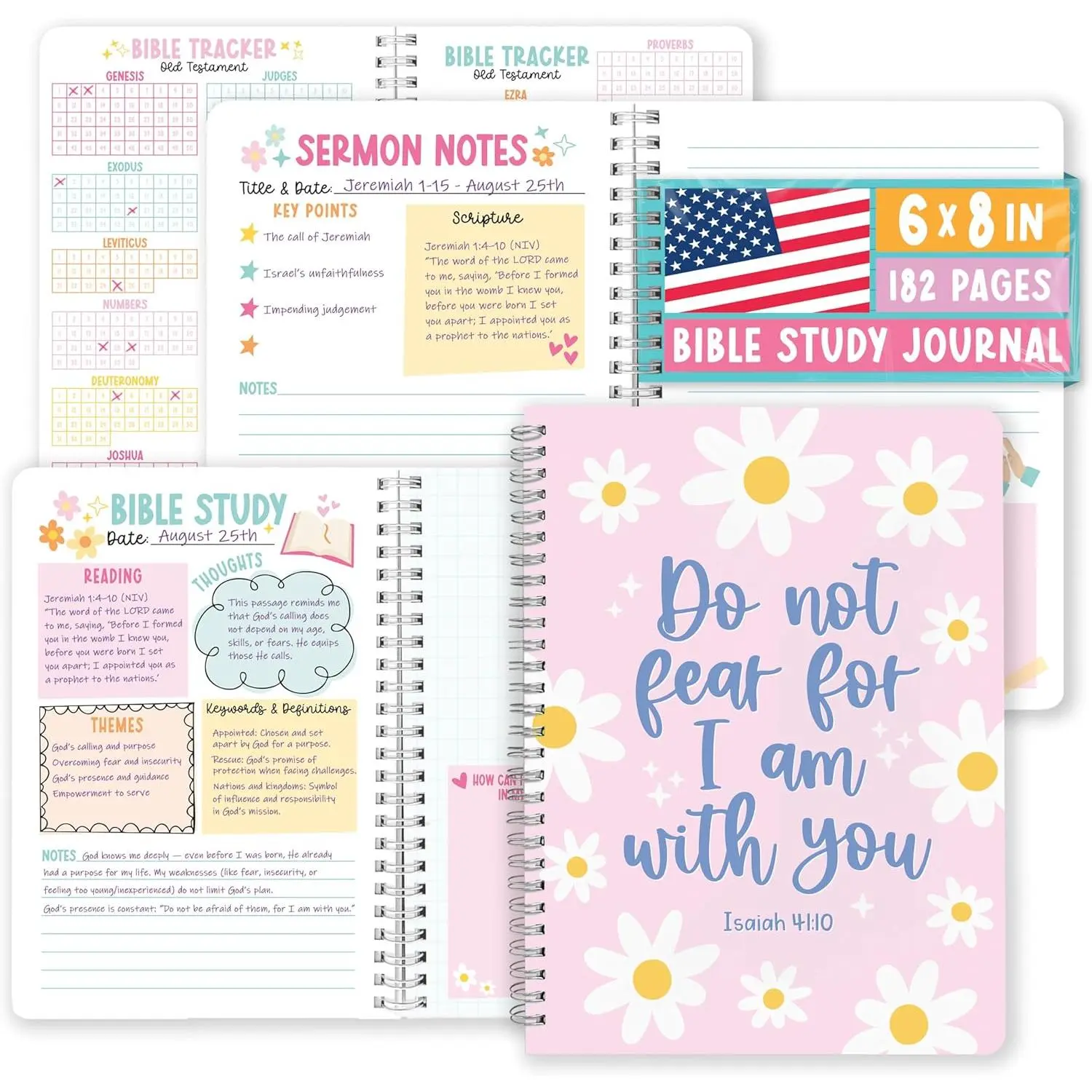 Guided Bible Study Journal for Women - Bible Journal for Women, Sermon Notes Notebook, Church Notes Journals, Scripture Study Supplies and Journaling Kit, Christian Birthday Gifts.