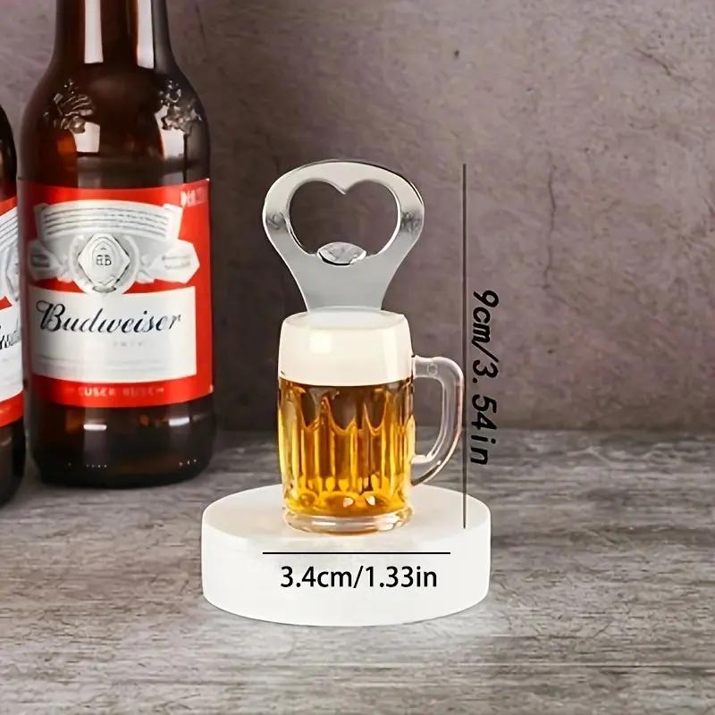 Magnetic Beer Bottle Opener, Acrylic Design, Refrigerator Magnet, Home Decor, Decorative Bottle Opener, Bar Tool, Kitchen Accessory, Modern Cookware, Durable Metal