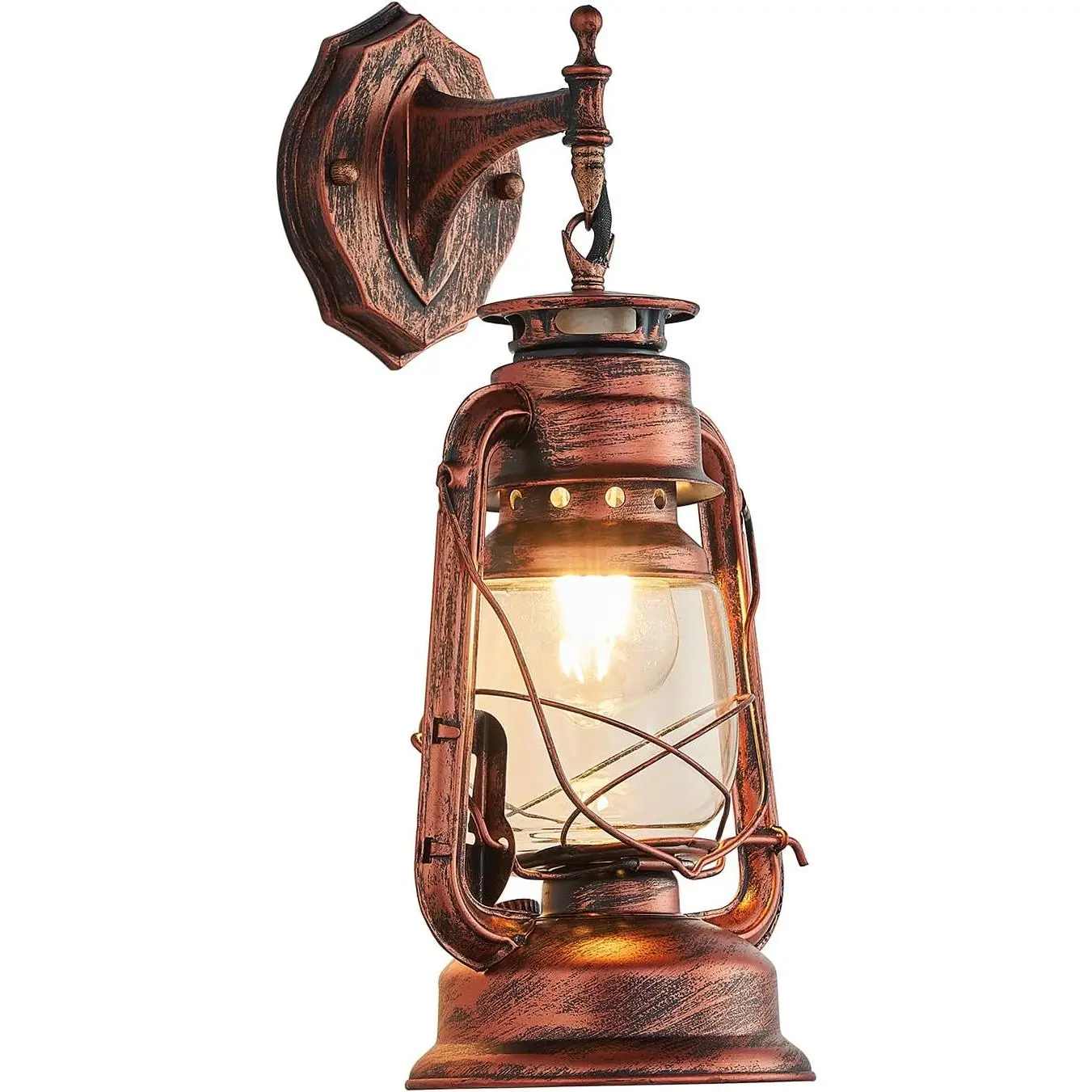 Rustic Wall Sconce Lighting Lantern Mounted Light with Glass Lampshade for Hallway Farmhouse Loft W7 x H15
