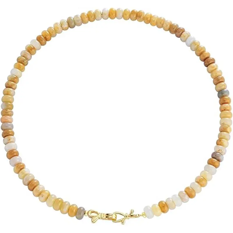 Natural Colorful Gemstone Beaded Handmade Necklace for Women | 14K Gold Plated Bow Clasp,18 inch, Bohemian Natural Stone Beads Clavicle Chain Trendy Vacation Travel Beach Jewelry Gift