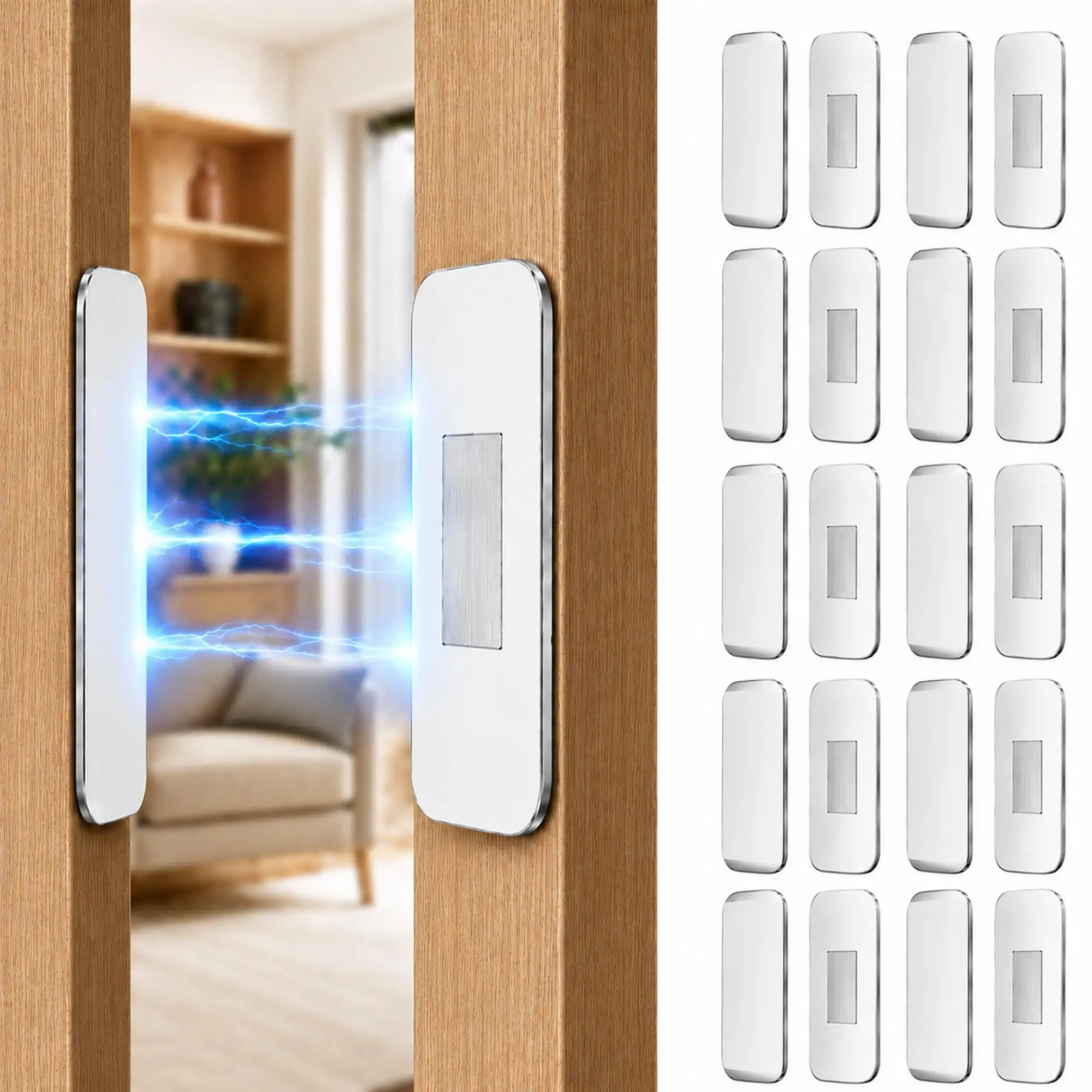 10-Piece Magnetic Cabinet Latches, No Drilling Required, Ultra-Thin Magnetic Door Closures, Ideal for Drawers, Wardrobes, Food Cabinets, RV Storage