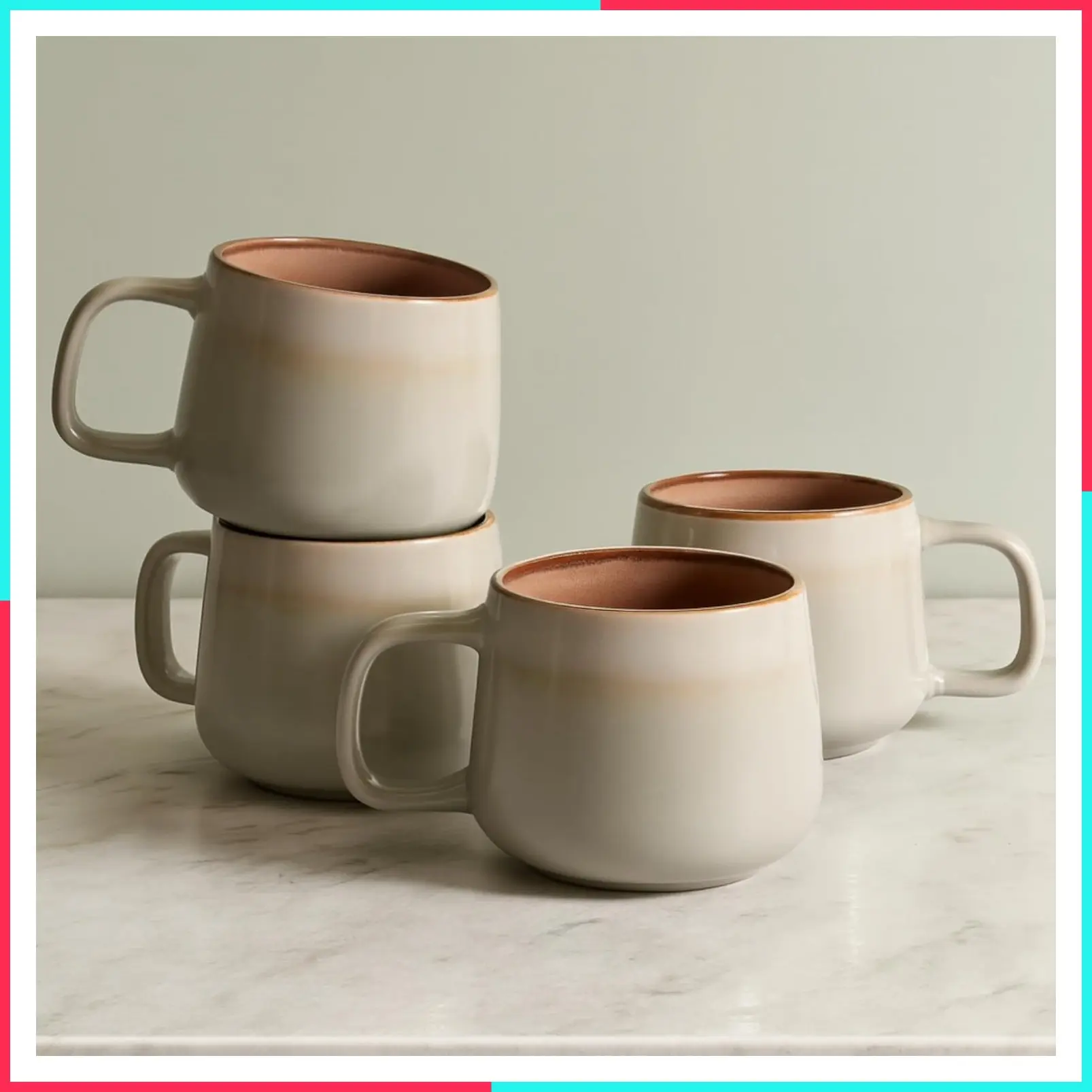 Stoneware Ceramic Coffee Mugs Set of 4 | 12 oz | Sage Ash | Lead-Free & Non-Toxic | Freezer, Microwave & Dishwasher Safe | Comfortable Handle | Aesthetic Nordic Design for Cappuccino