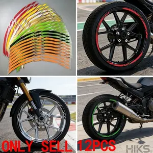 Motorcycle wheel hub spoke stickers 12 pieces/set, high quality with multiple color options; waterproof and resistant to falling off, sunproof and colorfast; suitable for 15~19 inch universal hubs; the best choice for outdoor sports enthusiasts.