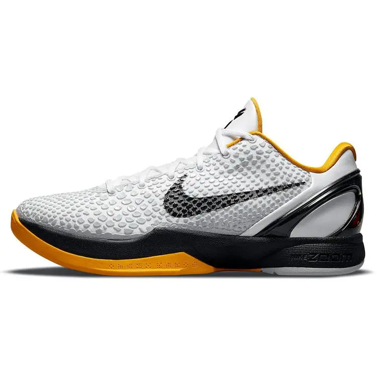 Nike Zoom Kobe 6 Protro White Del Sol Low Basketball Shoes Unisex Black White Yellow Verifiable, with credentials and supporting global authentication