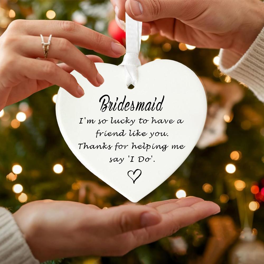 Heart Shaped Ceramic Ornament, Bridesmaid Gift, Bridesmaid Gift, Bridal Party Decoration, Party Favors for Wedding, Birthday, Anniversary