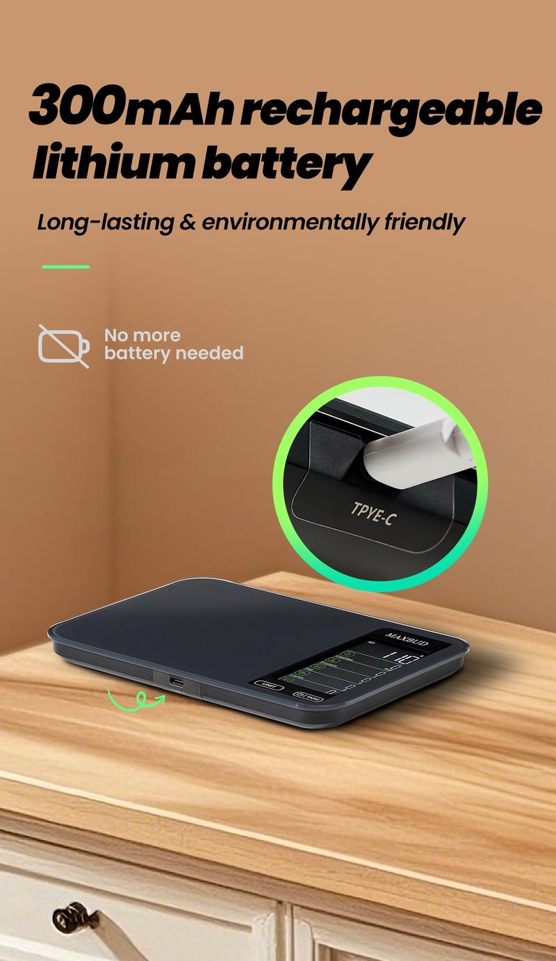 MAXBUD AI Nutrition Scale with APP Function, Food Ai Scanning for 19 Nutrients, Rechargeable Glass Design for Fitness & Travel, Food Nutritional Scale