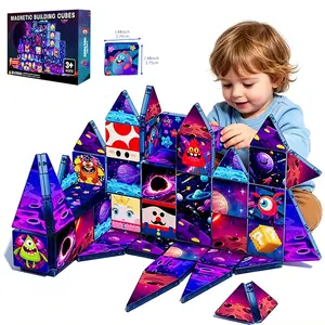 Magnetic Tiles Toy, Mario Space Journey Theme, Creative Building Blocks, Stem Early Education Puzzle, Kids Aged 3+, Birthday & Christmas Gift