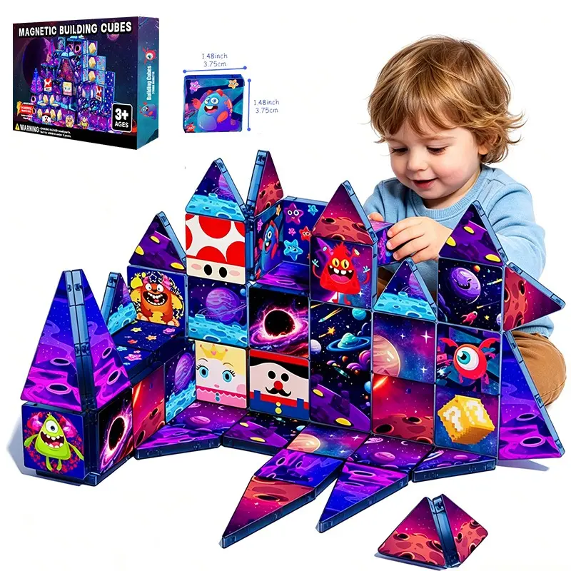 Magnetic Tiles Toy, Mario Space Journey Theme, Creative Building Blocks, Stem Early Education Puzzle, Kids Aged 3+, Birthday & Christmas Gift