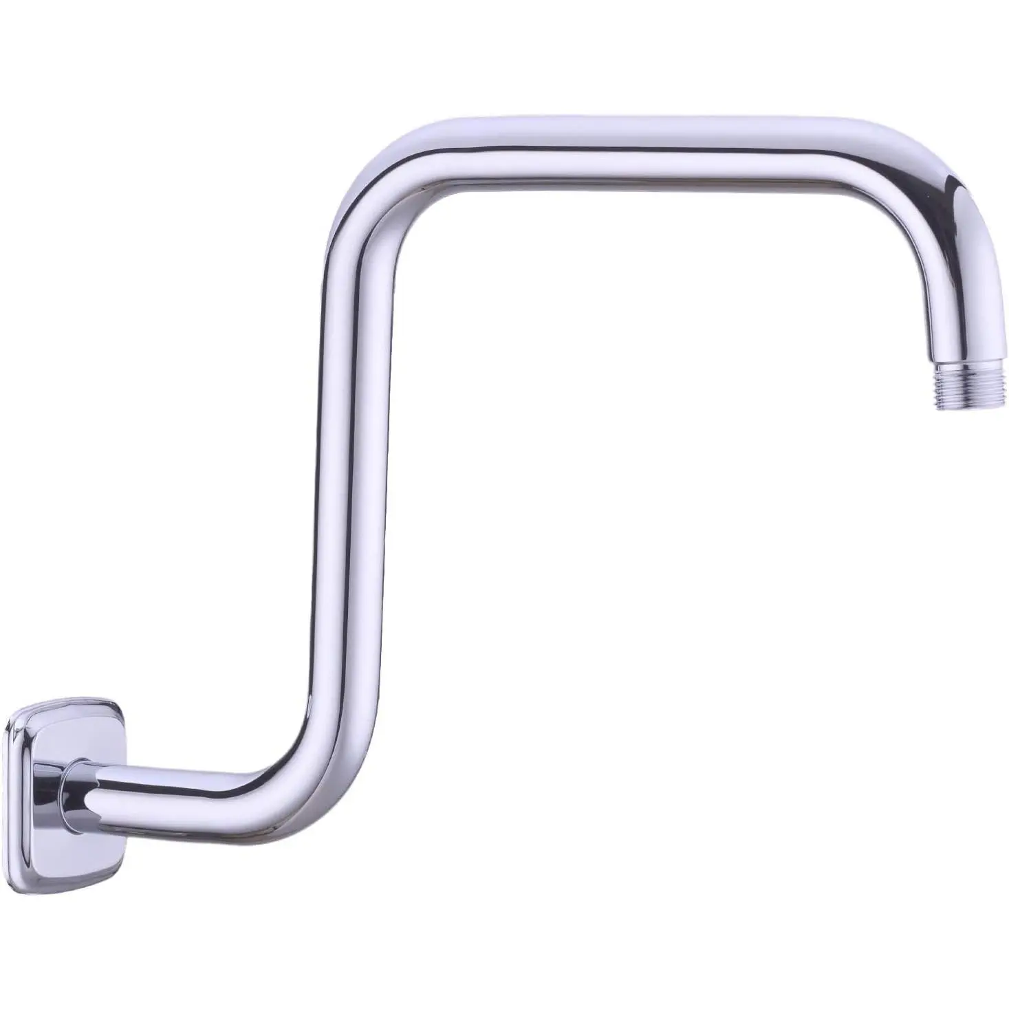13 Inch Shower Arm with Flange S Shape Shower  High Rise Extension  Pipe, Stainless Steel, Chrome