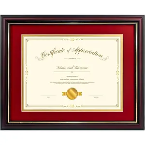 Diploma Frames 11x14 with Mat Certificate Frame 8.5x11 Inch 11x14 Inch Without Mat Double Mat Red with Gold Rim for Document Photo
