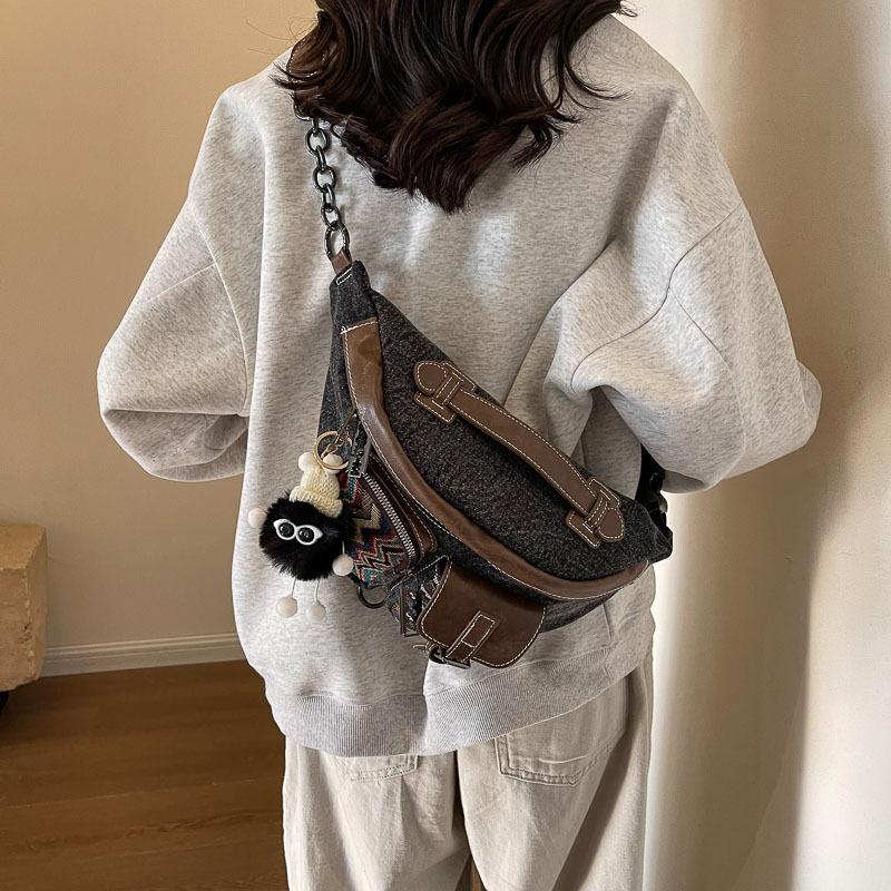 Denim Canvas Dumpling Bag – Cross-body & Waist Bag – Trendy Diagonal Bag for Cool Girls