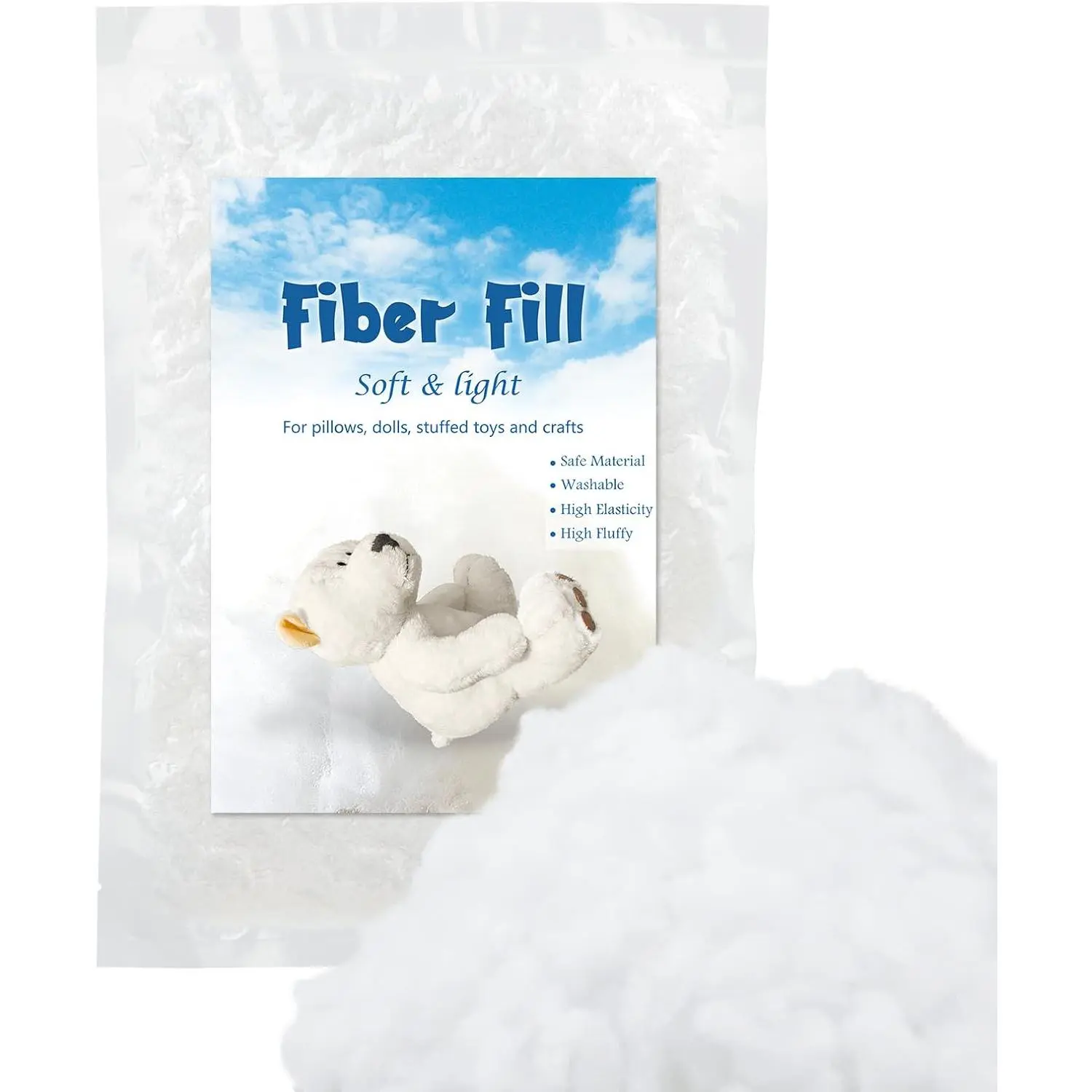 Jmuiiu 1.8oz Polyester Fill, Premium Polyester Fiberfill, Recycled Polyester Fiber, Stuffing for Stuffed Animals, High Resilience Stuffing Fluff Fiberfill for Filling, Animals