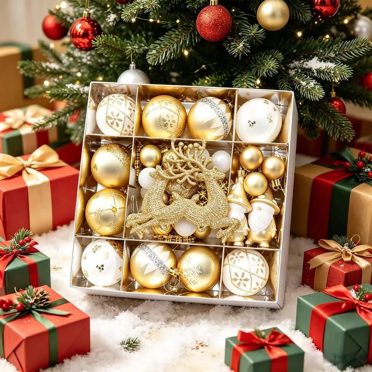 Christmas Tree Decoration Balls Set of 45, Holiday Ornaments for Christmas Trees, Decorative Hanging Ornaments, Festive Decoration, Party Decorations, Room Decor, Wedding Events
