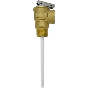 Automatic Temperature and Pressure Relief Valve with Extension Probe and Lever, 3/4"NPT, All brass body