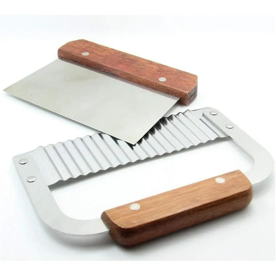 Pack of 2 Stainless Steel Wavy & Straight Soap Loaf Mold Soap Cutter Cutting Tool for Garnish Potato Vegetable Cake
